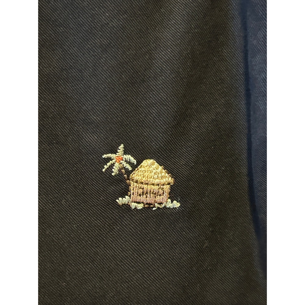 Vintage AKS Shirt XL All Over Embroidered Monkey Tiki Hut Black Tencel Button Up - Picture 3 of 12